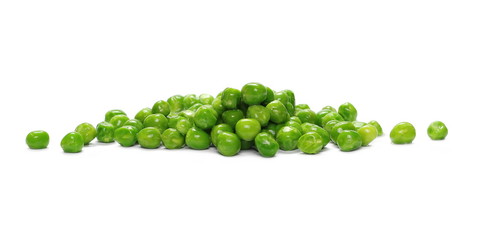 Fresh raw green peas, vegetable isolated on white background