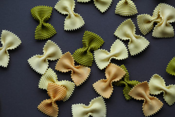Raw farfalle pasta