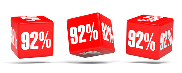 Ninety two percent off. Discount 92 %. Red cubes.