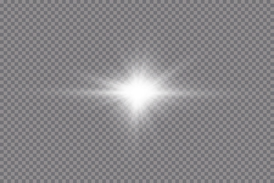 Glow light effect. Starburst with sparkles on transparent background. Vector illustration. Sun
