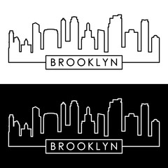 Fototapeta premium Brooklyn, New York city skyline. Linear style. Editable vector file.