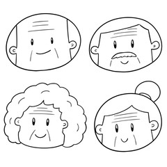 vector set of elder people face
