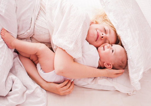 Mom and baby enjoy morning