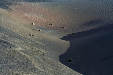 volcano landscape at sunset, national parc of Timanfaya