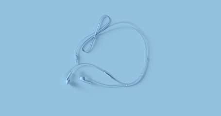 Blue Ear Bud Headphones 3d illustration	