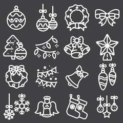 Christmas decoration icons set