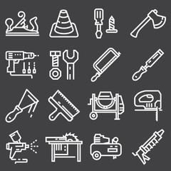Thin line Construction tools icons set