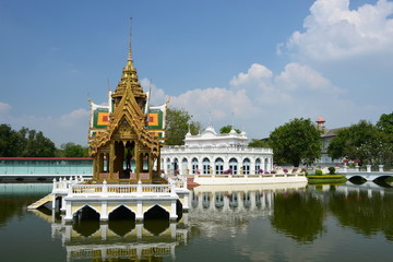 Scenic view of bang pa-in royal palace (phra thinang aisawan thiphya-art),one of most famous tourist attraction in ayutthaya,thailand.
