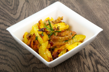 Fried potato with pork