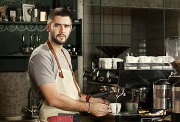 Barista preparing espresso