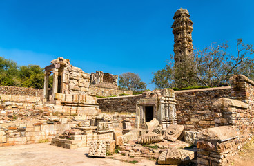Fototapeta na wymiar Fortifications of Chittor Fort in Chittorgarh city of India