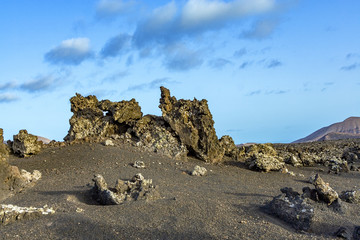 volcano landscape at sunset
