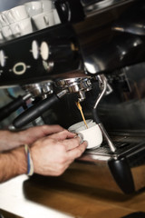 Barista preparing espresso