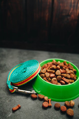 Dry pet food in bowl