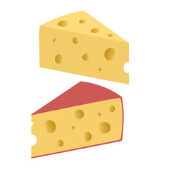 Pieces of cheese on a white background. Vector illustration