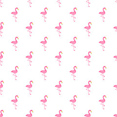 Pattern with Flamingo bird on white background