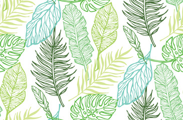 Hand drawn doodle tropical pattern