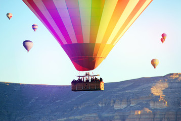 Rainbow balloons in the sky