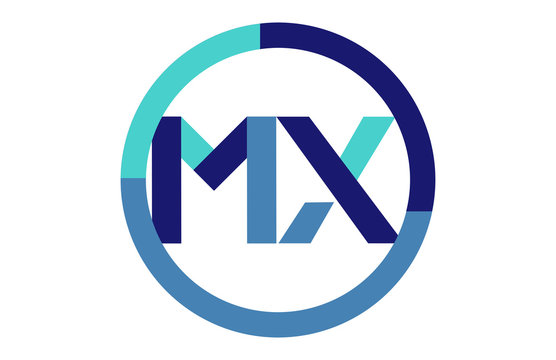 MX Global Blue Ribbon letter Logo