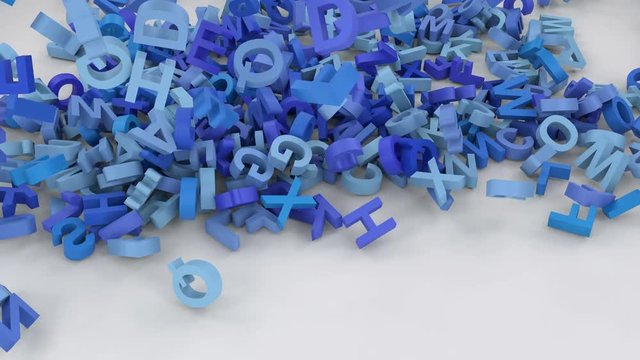 Blue letters are falling on bright ground.
Animation of falling down letters with mask for letters included.