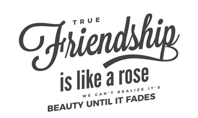 True friendship is like a rose. We can't realize it's beauty until it fades.