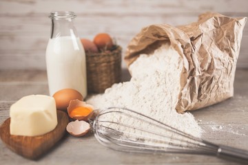 Fototapeta premium Basic baking ingredients
