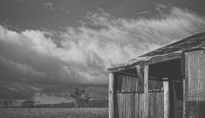 Abandoned outback farming shed in Queensland