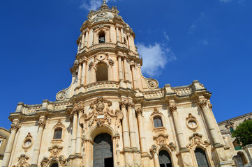 Fototapeta na wymiar Dome of Saint George, Duomo di San Giorgio, Modica, Ragusa, Sicily, Italy, Background