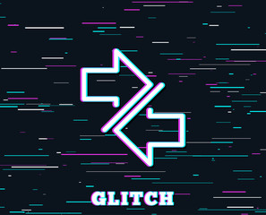 Glitch effect. Synchronize arrows line icon. Communication Arrowheads symbol. Navigation pointer sign. Background with colored lines. Vector