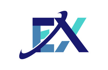 EX Ellipse Swoosh Ribbon Letter Logo