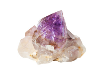 Amethyst crystals on white background