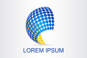 Logo stylized spherical surface with abstract shapes