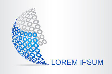 Logo stylized spherical surface with abstract shapes