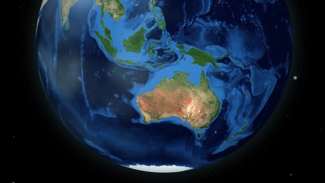 Zooming through space to a location in Globe animation - Tasman Sea- Image Courtesy of NASA