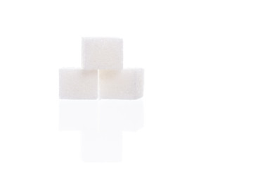 White sugar cube isolated on white