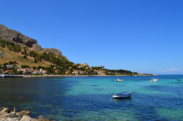 Fototapeta na wymiar Area View of Sferracavallo, Palermo, Sicilian Coastline, Italy