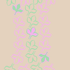 Vertical seamless  pattern of gothic lily,leaves. Hand drawn, copy space.