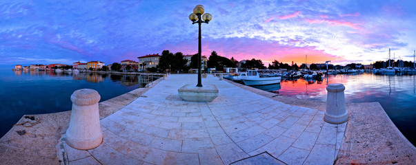 Town of Porec morning sunrise panoramic view from pier