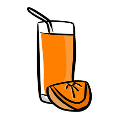 orange juice vector illustration sketch hand drawn with black lines isolated on white background