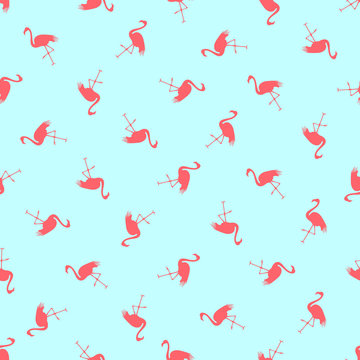 Flamingo seamless pattern on a mint green background