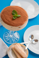 Tiramisu in the glass bowl