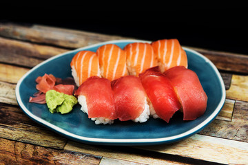 fresh sushi traditional japanese food on the table