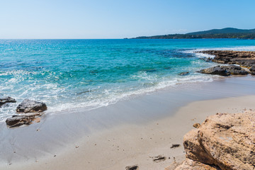 Blue sea in Le Bombarde beach
