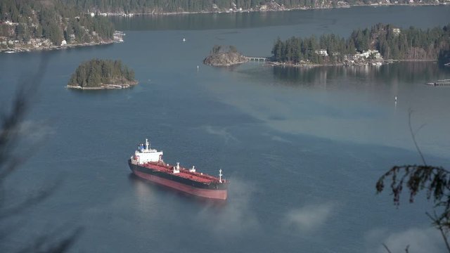Burrard Oil Tanker, 4K UHD. Oil tanker in Burrard Inlet. Vancouver, British Columbia, Canada.
