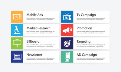 Obraz premium Advertising and Promo Infographic Icon Set