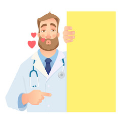 doctor holding blank signboard