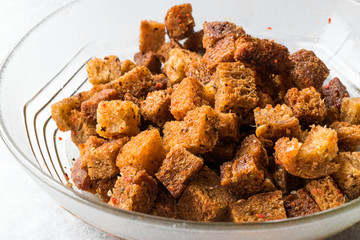 Stack of Crispy Rye Crouton Bread Biscuits