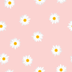 Seamless floral pattern white Daisy on pink