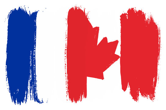 France Flag & Canada Flag Vector Hand Painted with Rounded Brush