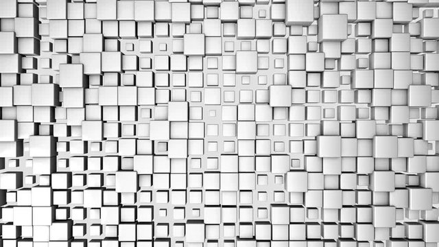 3D rendered background with white cubes animation